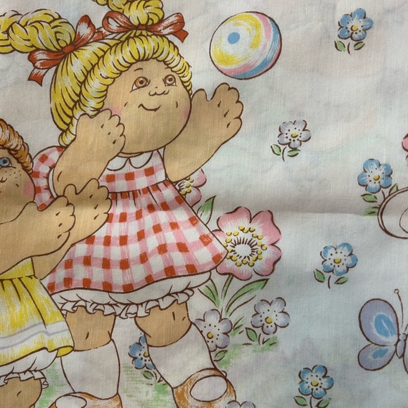 Vintage Cabbage Patch Kids twin Bedding flat Sheet and baby homemade quilt - Picture 8 of 8